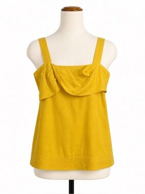 Diane Von Furstenberg 100% Silk Yellow Square Neck Tank Sz 4